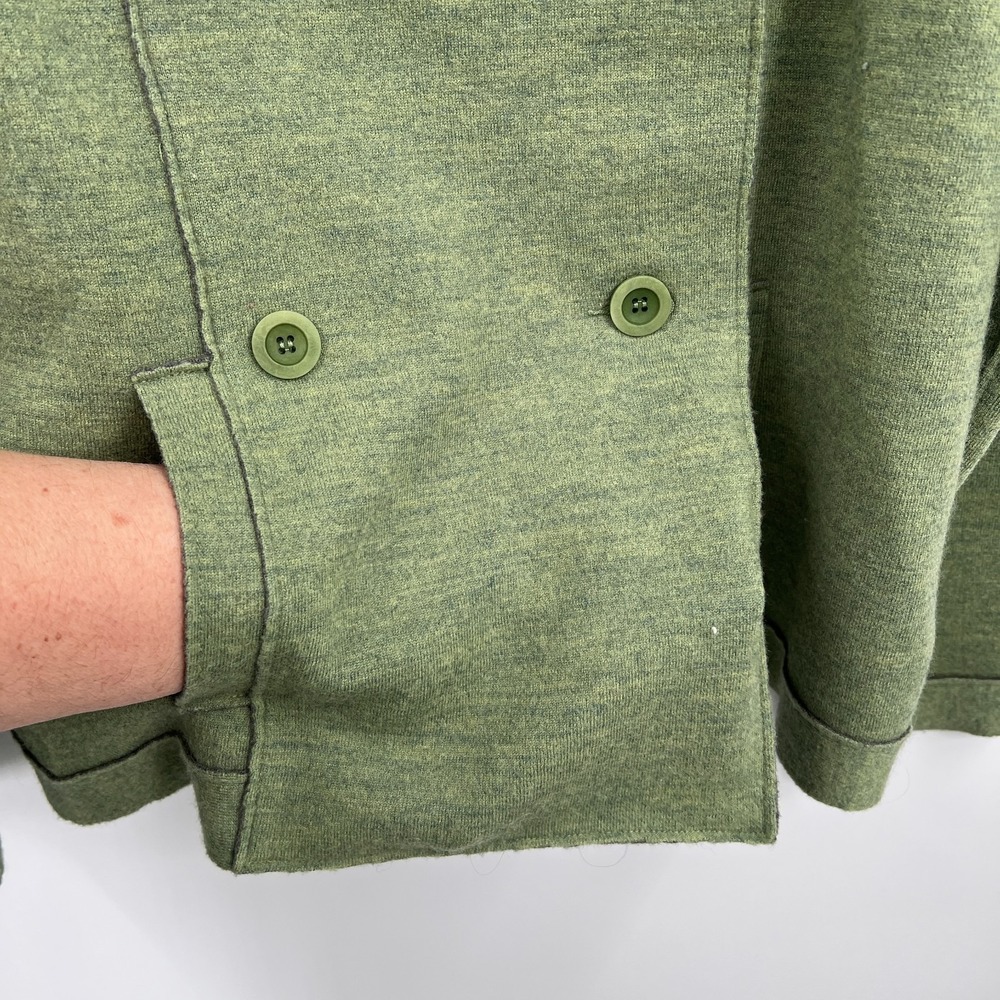 Eileen Fisher double breasted merino wool pea coat jacket lightweight green M - Picture 4 of 10
